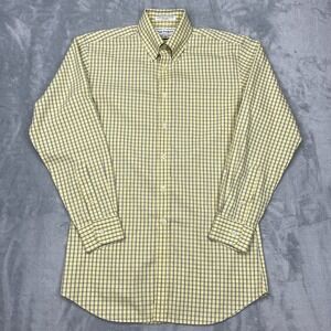 Paul Fredrick Dress Shirt Mens 15 Yellow Check Trim Fit Non-Iron Button Down